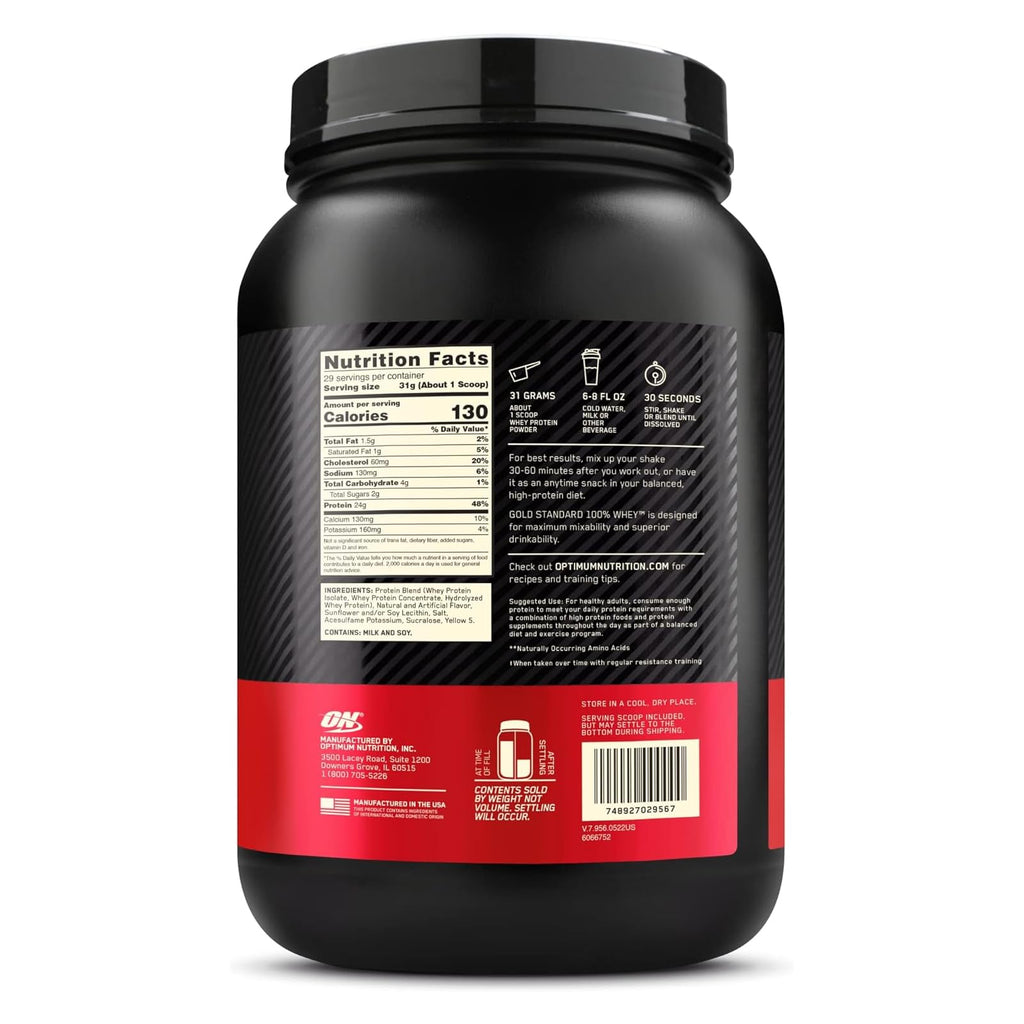 Optimum Nutrition Gold Standard Whey Protein, Double Rich Chocolate, 2 LB