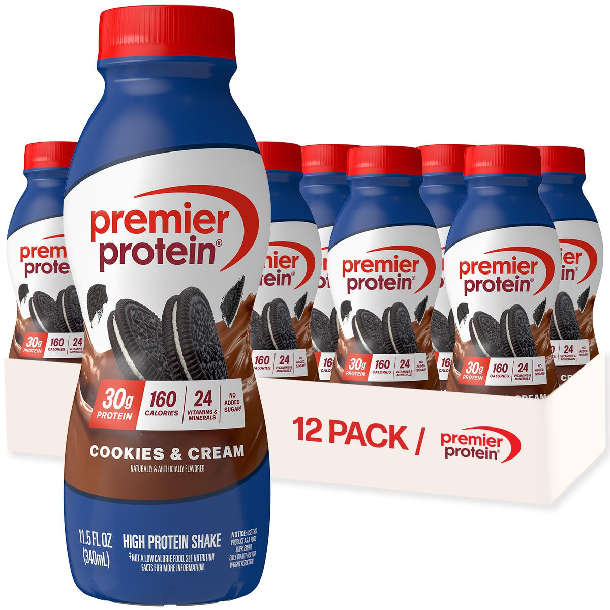Premier Protein 30g High Protein Shake, Peaches & Cream, 12 Pack
